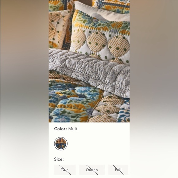 Anthropologie Talula Cotton Handcrafted Quilt with Euro Sham Size Queen NWT - Picture 3 of 17